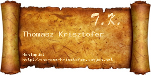 Thomasz Krisztofer névjegykártya